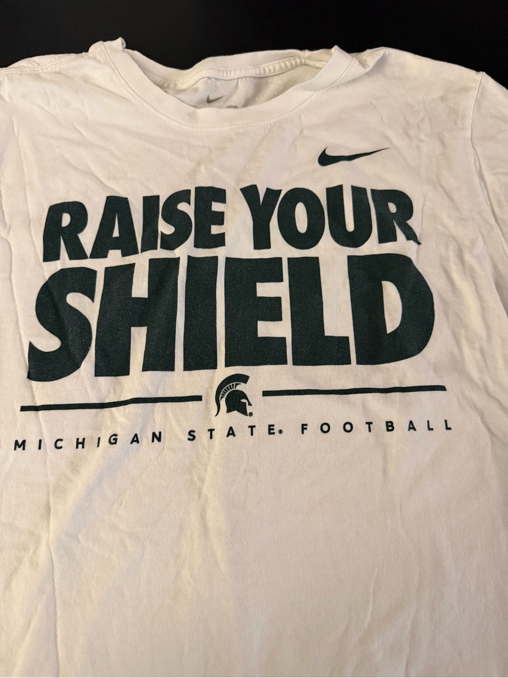 Nike White Short-Sleeve 'Raise Your Shield' Graphic Tee with Green Print - Picture 2 of 5